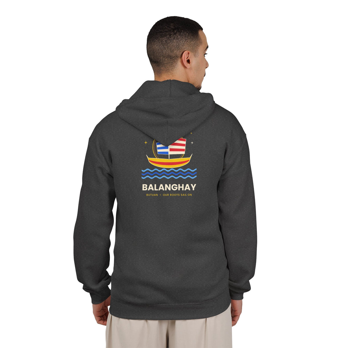 Boat Waves Zip Hoodie — "Balanohay" Nautical Graphic Zip-Up