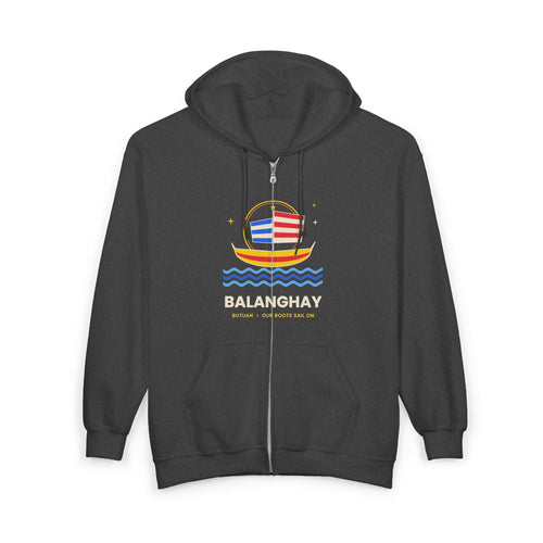 Boat Waves Zip Hoodie — "Balanohay" Nautical Graphic Zip-Up