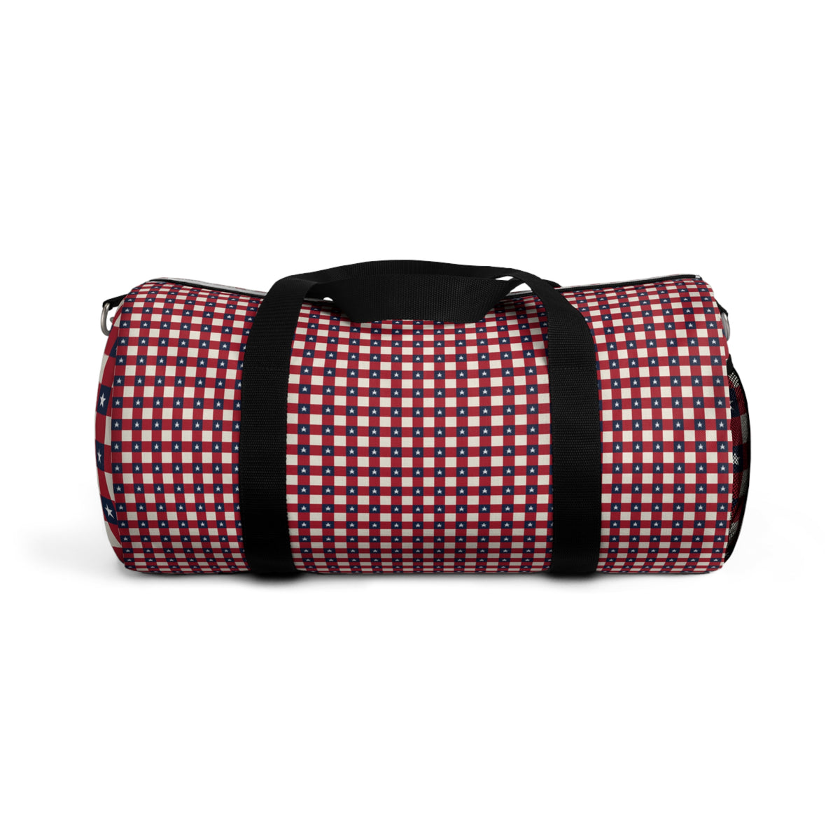 Red Plaid Check Duffel Bag – Retro Grid Pattern Travel Gym Bag