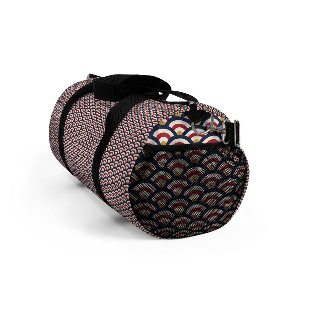 Geo Wave Pattern Duffel Bag — Retro Pink Travel Gym Bag