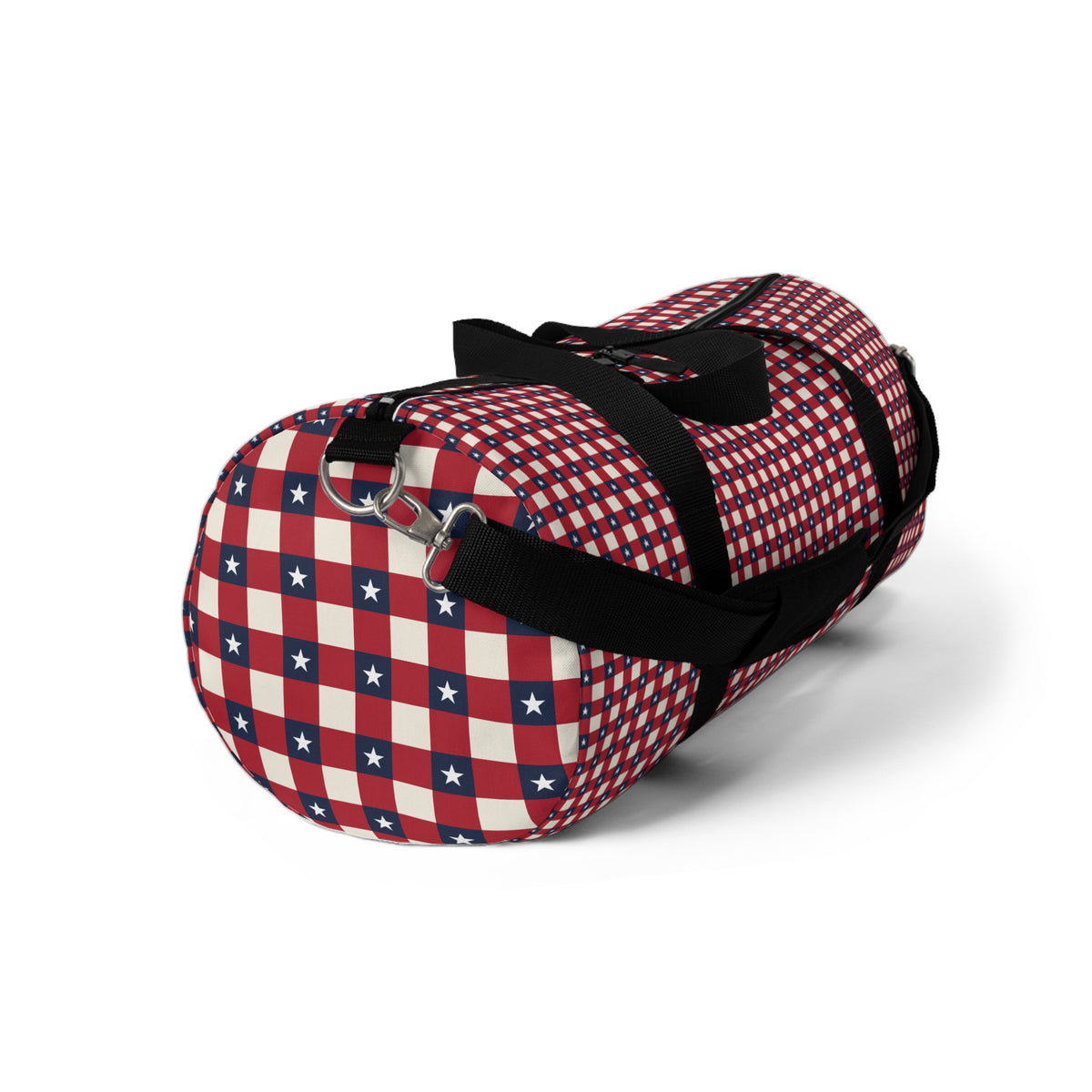 Red Plaid Check Duffel Bag – Retro Grid Pattern Travel Gym Bag