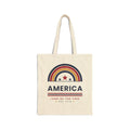 America Retro Rainbow Tote Bag — 'America: Land of the Free' Canvas Tote