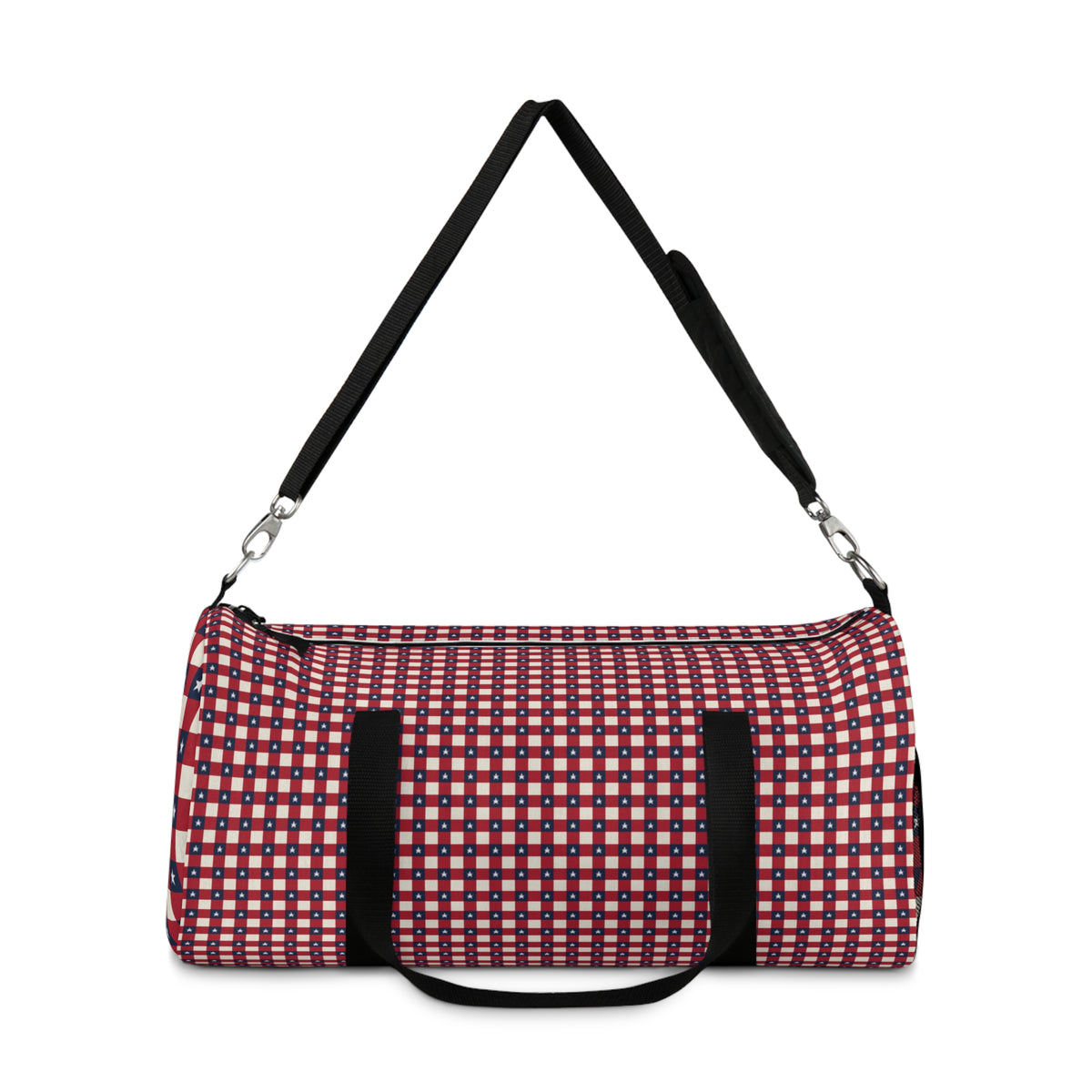 Red Plaid Check Duffel Bag – Retro Grid Pattern Travel Gym Bag