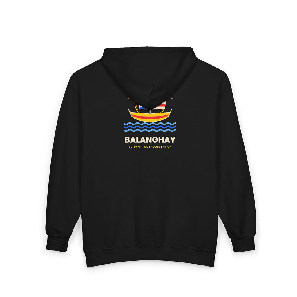 Boat Waves Zip Hoodie — "Balanohay" Nautical Graphic Zip-Up