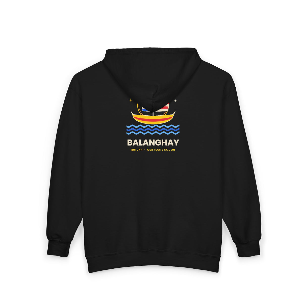 Boat Waves Zip Hoodie — "Balanohay" Nautical Graphic Zip-Up