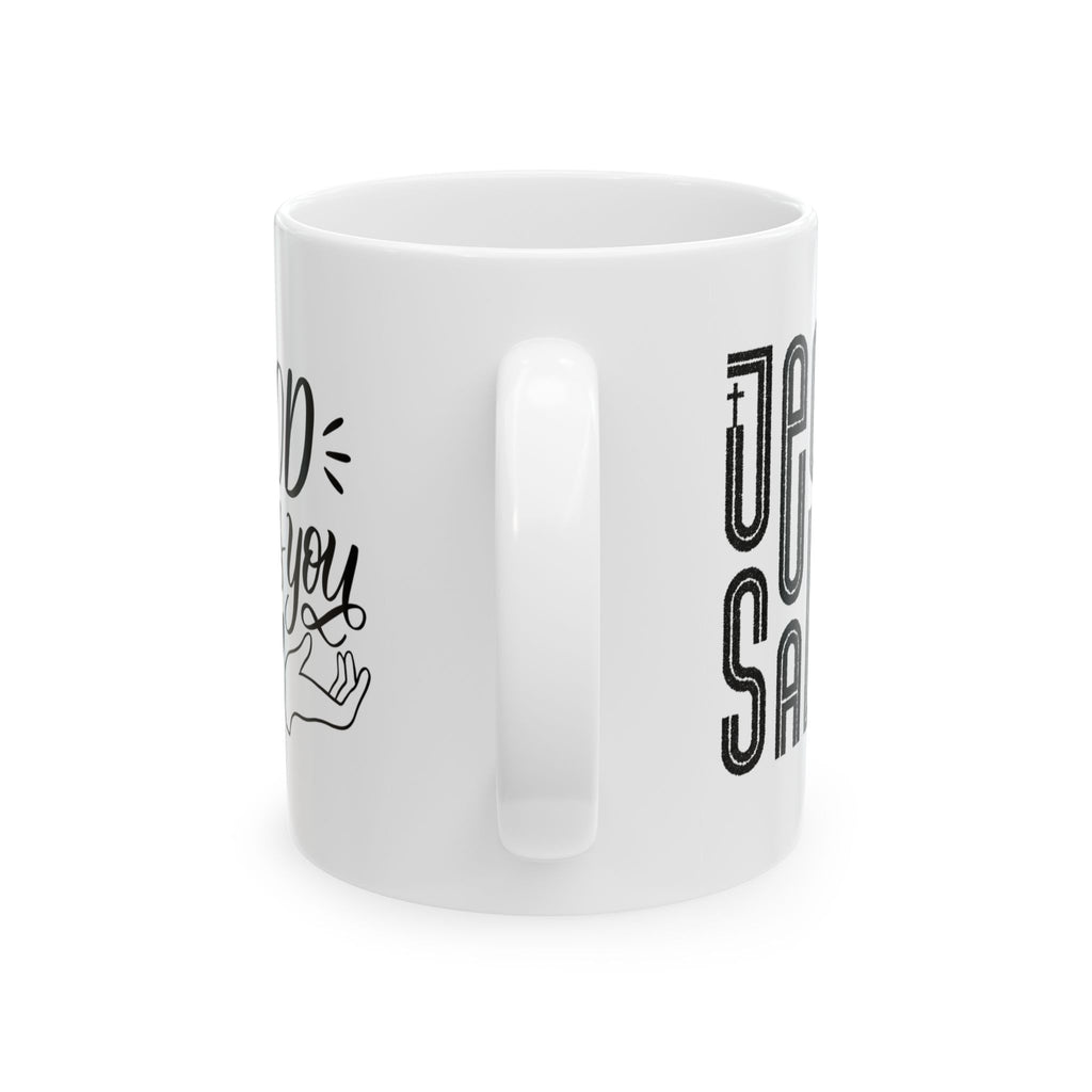 Religious Ceramic Mug - Cross, Bible & Dove Design (11oz/15oz)