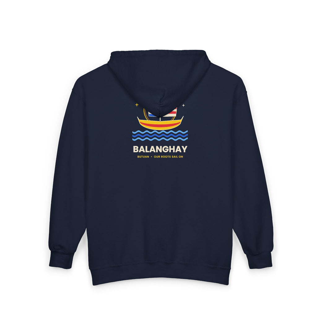 Boat Waves Zip Hoodie — "Balanohay" Nautical Graphic Zip-Up
