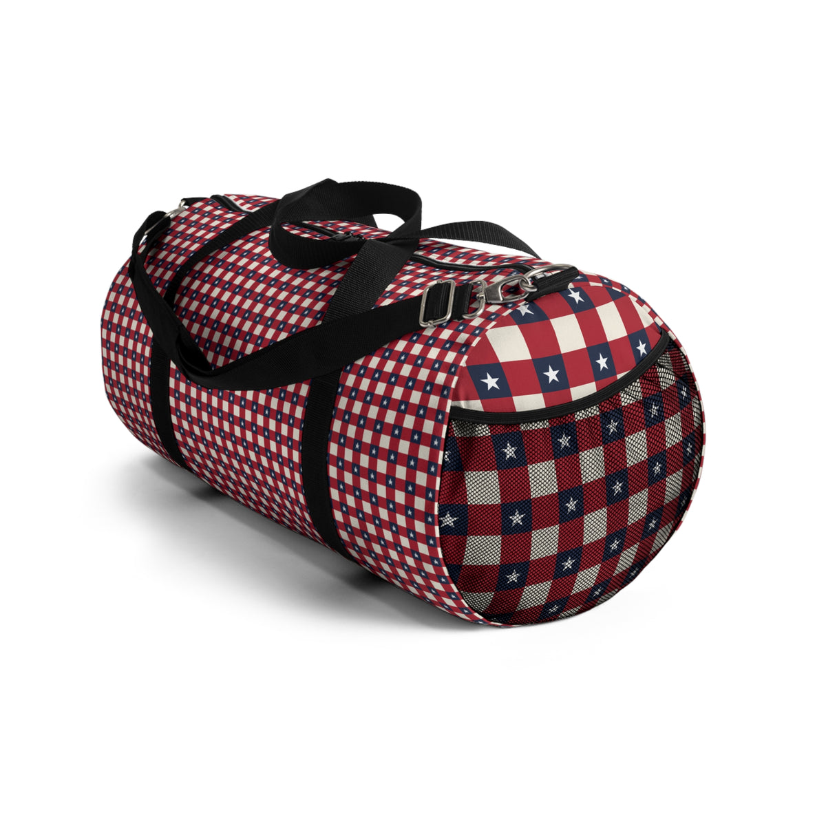 Red Plaid Check Duffel Bag – Retro Grid Pattern Travel Gym Bag